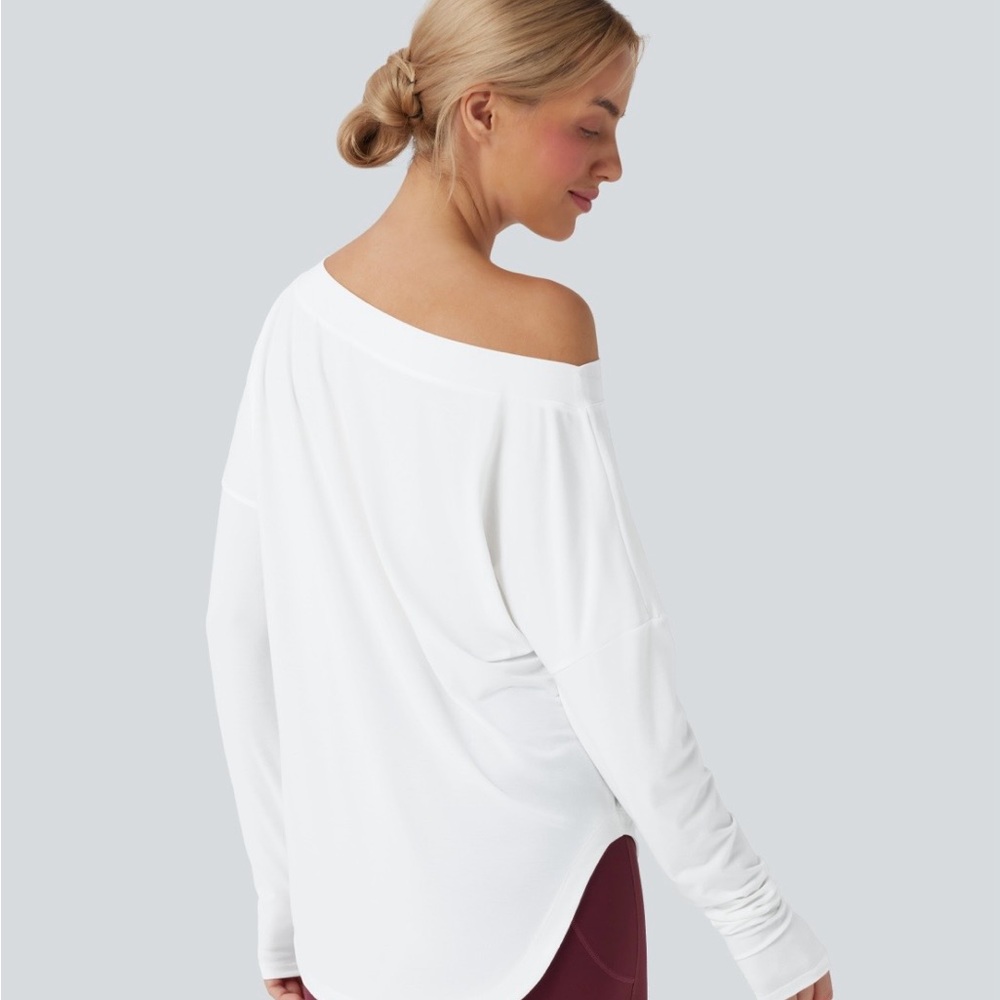 HALARA White Off-Shoulder Long Sleeve Top - Picture 2 of 6